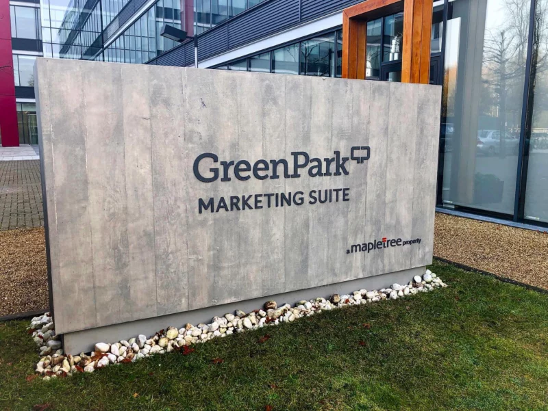 XSTONE Wall - 012 Cladding Concrete Wooden Grey on a wall Sign of Green Park