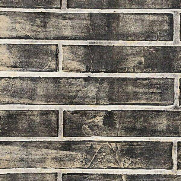 XSTONE mineral veneer roll brick smoked black, wall paper