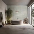 Concrete Acoustic Panel Grey on a bathroom by XSTONE Acustone