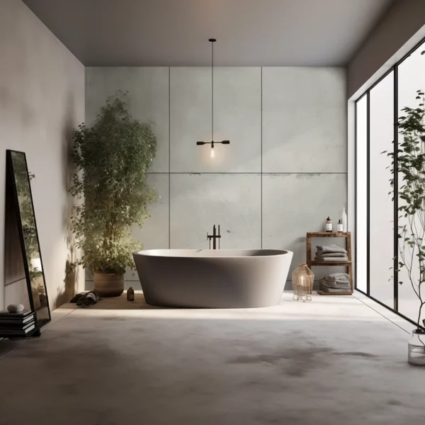 Concrete Acoustic Panel Grey on a bathroom by XSTONE Acustone