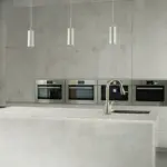 white concrete particle board panel